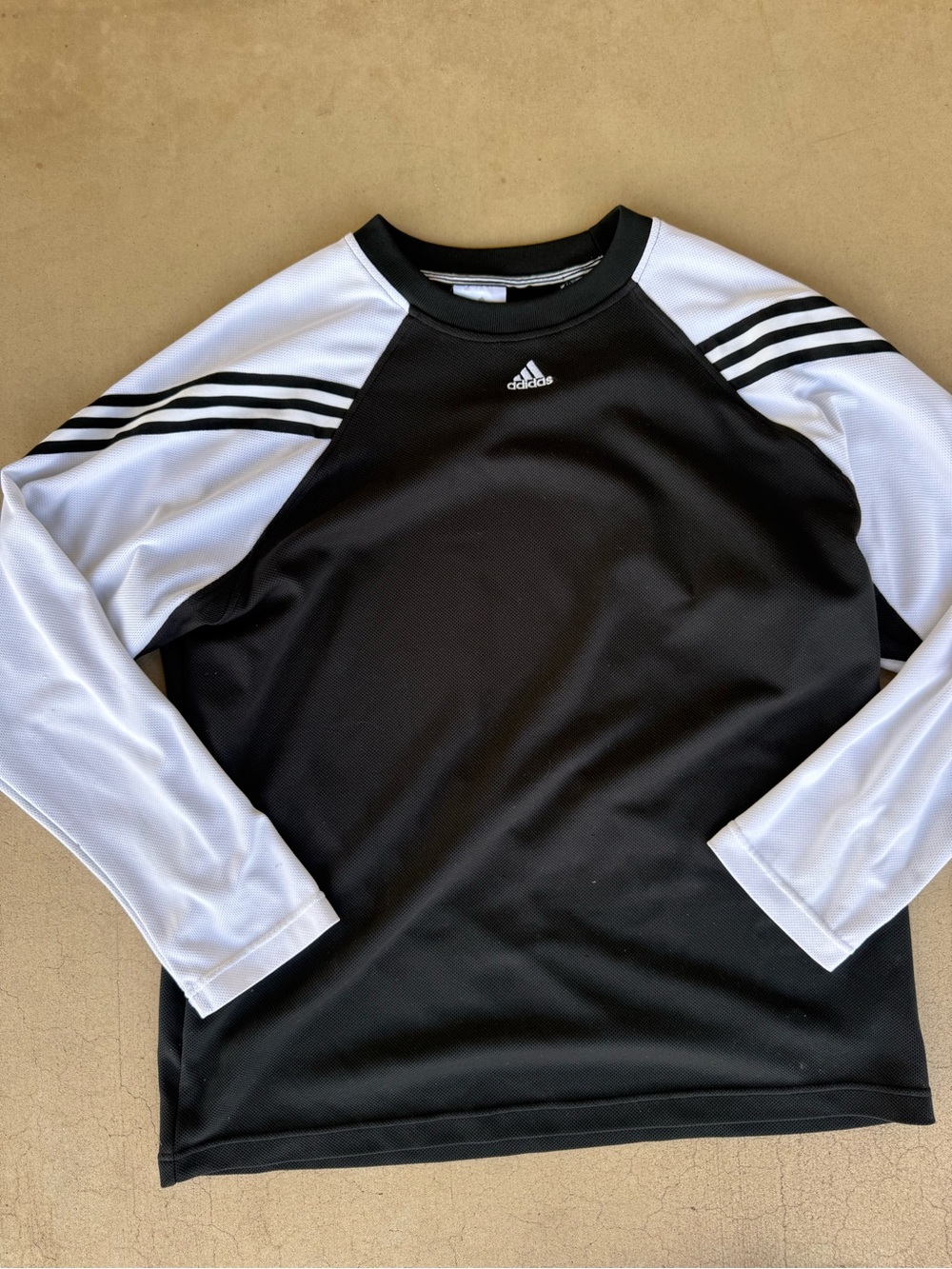 Adidas Black & White 3-Stripes Long Sleeve Athletic Jersey – Size L
